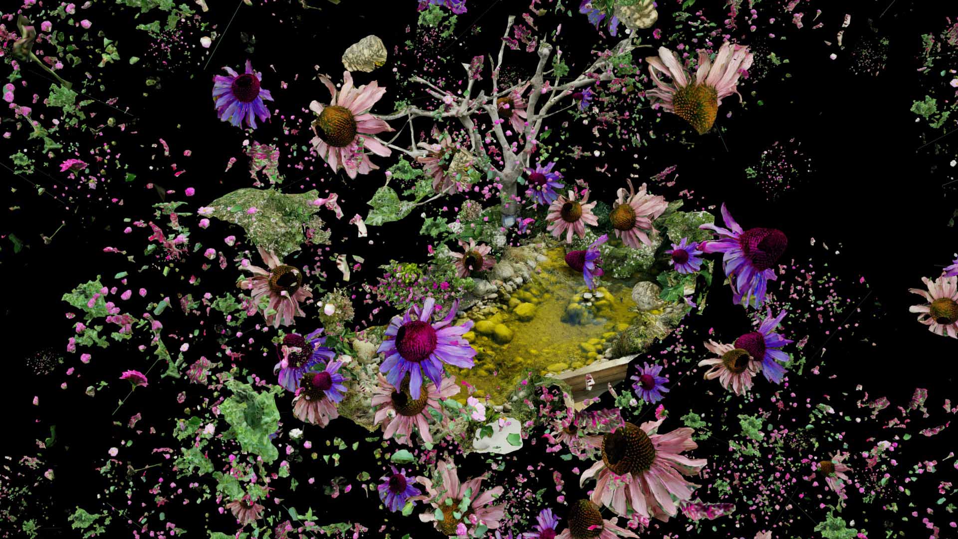 3D botanical sculpture rendered in augmented reality